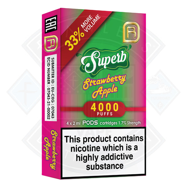 Superb NanoStix Pods- Strawberry Apple  4000puff 1.7%/ 4pack