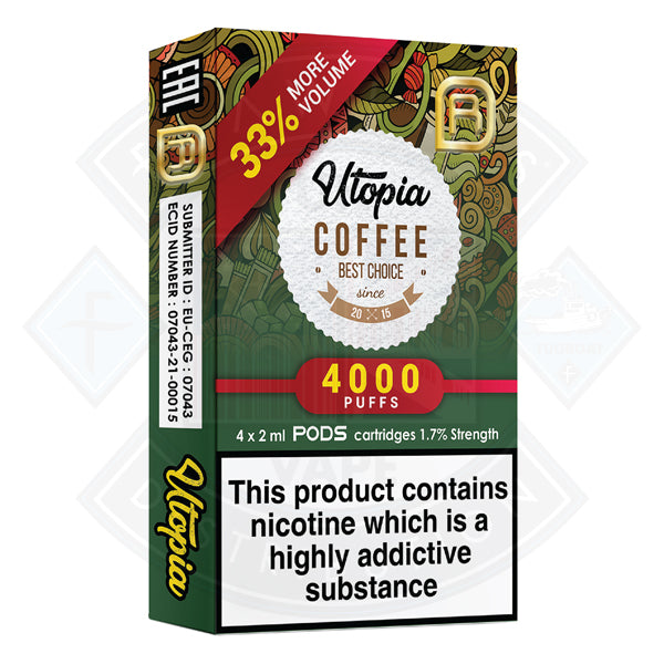 Utopia NanoStix Pods Coffee 4000puff 1.7 4pack Flawless UK Vape Distribution Ltd