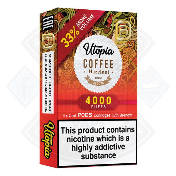 Utopia NanoStix  Pods-  Coffee Hazelnut  4000puff 1.7%/ 4pack